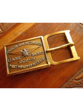 Vintage Belt Buckle American Bowling Congress - Most Improved 1960/61 Brass